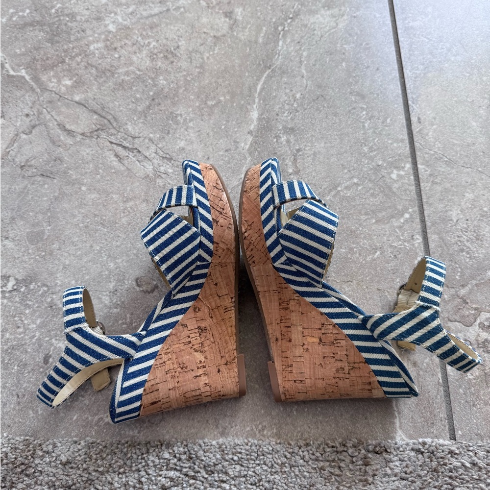 Eva&Zoe Blue Striped Wedge Sandals - Picture 5 of 5